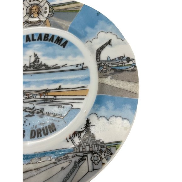 Vintage USS Alabama USS Drum Collectible Plate Arrow Jersey City Made in Japan - Picture 5 of 8